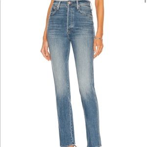 Mother high waisted double hiker skimp raw hem